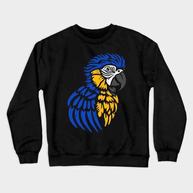 Blue Macaw Parrot distressed Crewneck Sweatshirt by NeverDrewBefore